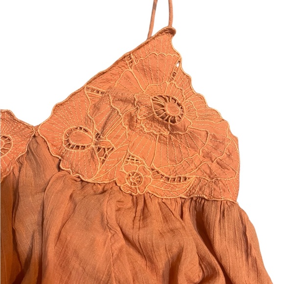 Free People “birds in the sky” Peach Floral Tank Top Blouse Small - Picture 5 of 6